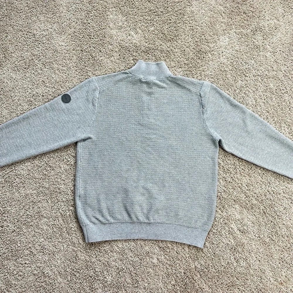 #2520  Michael Kors Sz L Heather Gray Sweater 1/4 Zipper 100% Cotton